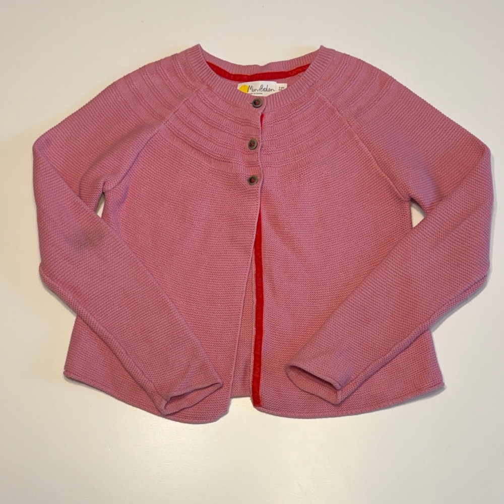 Mini Boden Pink Button-Up Kids Sweater size 7-8 VGUC